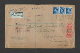 Great Britain 1937 Registered Stamp Dealer Cover To U.  S.  With Postage Due