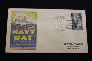 Naval Cover 1948 Ship Cancel Navy Day Color Cachet Uss Dyess (dd - 880) (3383)