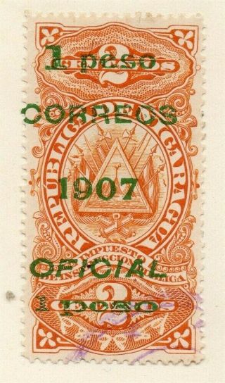 Nicaragua 1907 - 08 Early Issue Fine Hinged 1p.  Surcharged Optd 323004