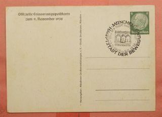 1938 Germany Official Patriotic Postcard Munich Special Cancel