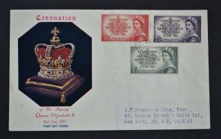 Australia,  Qeii,  1953 Coronation Set Of 3 Stamps On Illustrated Fdc.