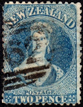 Zealand 32 1864 Qv Chalon 2d Blue Lge Star W/m