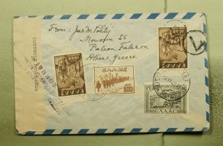 Dr Who 1949 Greece Athens Airmail To Usa Censored E47545