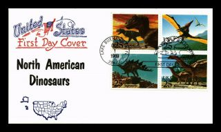 Dr Jim Stamps Us North American Dinosaurs Fdc Cover Block Of Four