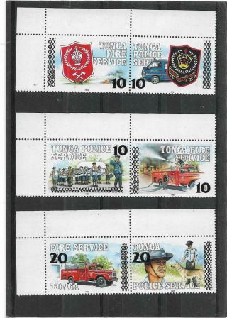 Tonga 1997 Police Training College & Fire Service Sur - Charged Set Sg.  1371 - 76 Mnh