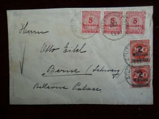German Cover,  28/10/1923,  Sent From Stuttgart To Bern - Stamps On Both Sides,