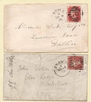 Ireland 1876 Two Covers To Dublin And Monkstown,  Boyle And Bray Duplex Cancels