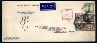 Australia - 1930s Cover To London Via Airmail & Rms Mongolia - 8d Postage Due