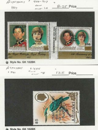 Aitutaki,  Postage Stamp,  405 - 407 Lh,  454 Nh,  Princess Diana,  Jfz