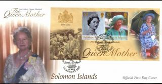 Solomon Islands 2002 The Queen Mother M/s Fdc First Day Cover C45692