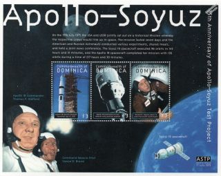 1975 Apollo - Soyuz Test Project / Nasa Apollo 18 Space Stamp Sheet 2000 Dominica
