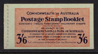 Australia 1952 King Geoorge Vi - Complete 3/6d Stamp Booklet - (10)