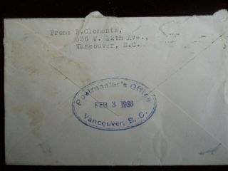 Canada Cover ' Air Mail to York Connecting with SS Queen Majestic ',  Feb 1936 2