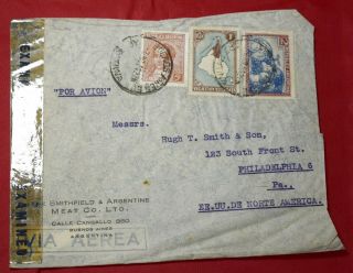 Mayfairstamps Argentina 1940s Censored Airmail To Philadelphia Cover Wwb89945