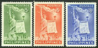 Philippines 572 - 574,  Mnh.  Declaration Of Human Rights.  Statue Of Liberty,  1951