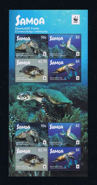 2016 Samoa Wwf Hawksbill Turtle Postage Stamp Miniature Sheet