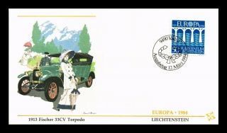 Dr Jim Stamps 1913 Fischer 33cv Torpedo Car Europa Cept Fdc Liechtenstein Cover