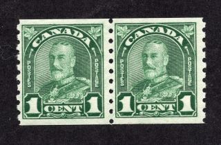 Canada 179 1 Cent Deep Green King George V Arch Issue Coil Pair Mnh
