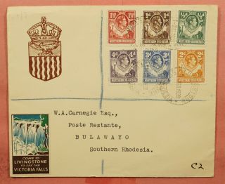 1938 Northern Rhodesia Livingstone To Southern Rhodesia,  Victoria Falls Label