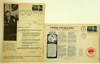 Apollo 11 Nasa First Day Of Issue Stamps Kennedy 1969 Fdc Historical Pair