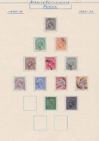 Malaya Malaysia Stamps Perak 1935 - 1937 Selection Rare Issues Old Album Page