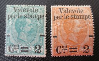 Italy 1890 Surcharged Overprinted Stamps Sc 61 - 62 Mh From Quality Album