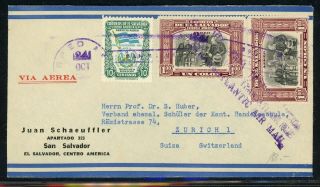 El Salvador Postal History: Lot 1 1950 Air Post San Salvador - Zurich $$$
