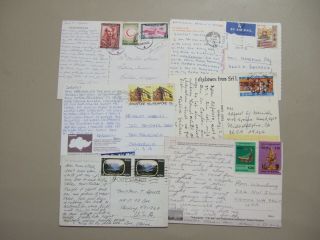 Six Asia Post Cards W/pictures:afghanistan,  Myanmar,  Sri Lanka,  Hong Kong,  Nepal,  Sin