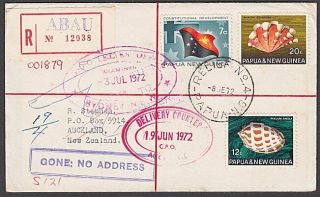 Papua Guinea 1972 Registered Cover To Nz - Relief No.  4 Abau.  B381