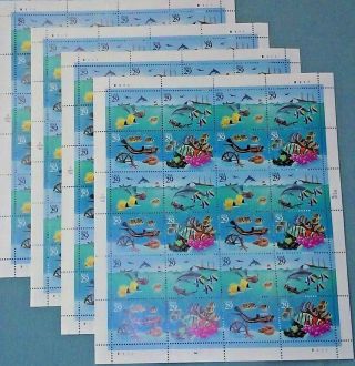 Four Sheets X 24 = 96 Of Wonders Of The Sea 29¢ Us Ps Postage Stamps 2863 - 2866