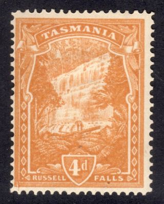 Tasmania 1905 - 12 4d Orange - Buff Wmk Crown A P12½ M,  Sg 247b Cat £65