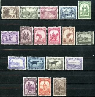 Belgium Congo 1931 - 1937,  Scott 139 - 156,  & Hinged,  Complete Series
