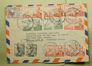 Dr Who 1949 Spain Berri Airmail To Usa Pair E44380