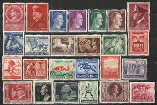 Germany Third Reich Stamp Lot - Mnh/mh F/vf Hitler,  Semi - Postals,  Better Issues