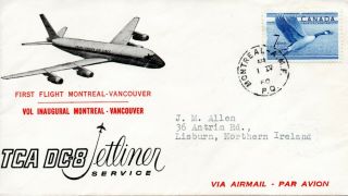 Canada 1960 First Flight Cover Montreal To Vancouver With Insert & 7c Sg443