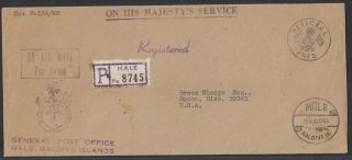 Maldive Islands 1968 On.  H.  M.  S.  Regd.  Cover To Usa With Letter Content.