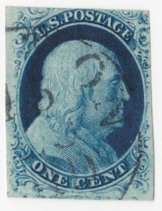 U.  S.  Stamp Scott 7 – 1851 1c Benjamin Franklin - Type Ii