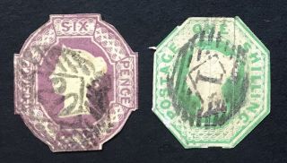 Gb Q.  Victoria Embossed 6d & 1/ - Value Cut To Shape (cat Overall £2000)