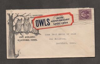 Us 720 Order Of Owls Cover,  South Bend To Hartford 1935,  30th Anniversary Label