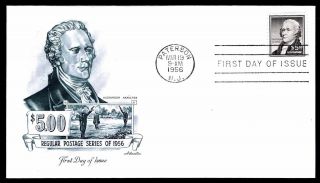 1956 U.  S.  1053 First Day Cover - Alexander Hamilton $5.  00 - Cv $50 (esp 4011)