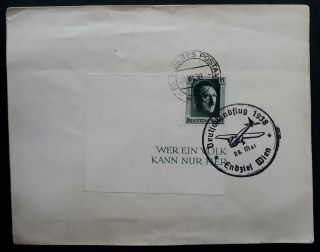 Very Rare 1938 Austria (german Occn) Cover Ties 6 Pfg Stamp Deustchlandflug Cd