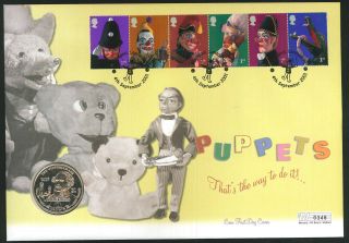 2001 Punch & Judy - Coin Fdc - Crown Coin & Blackpool Pmk