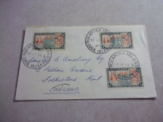 1956 Tiny Puka Puka Cook Islands Cover To England James Cook Stamps