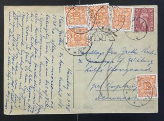Denmark 1948.  Incoming Postcard With Uk Stamp From Germany.  Postage Due.