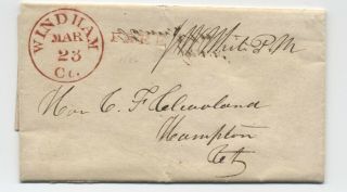 1836 Windham Ct Bold Red Cds And Postmaster Frank [oz.  325]