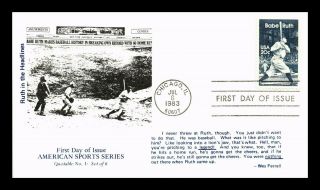 Dr Jim Stamps Us American Sports Series Quotable 1 Babe Ruth Baseball Fdc Cover