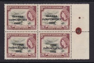 British Guiana.  Sg 422a,  3c.  1966 For Guyana Bottom Right.  Top Left 