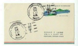 1967 Truk Caroline Islands To Portland Or 6c Airmail Postal Card