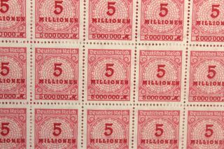 Deutsche Reich Weimar Rep 1923 Inflation 5 Millionen Full Sheet Stamps - W20