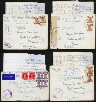 Wwii Ceylon India 1940s - 4 X Military Covers With Contents Uk (28)